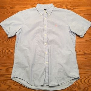 L Baby Blue Checkered Short Sleeve Shirt